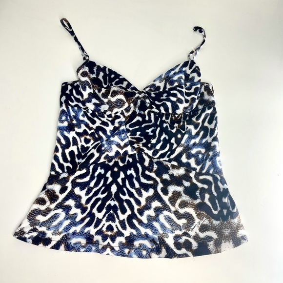 Roberto Cavalli Animal Print Leopard blue brown Top size 44 NWT